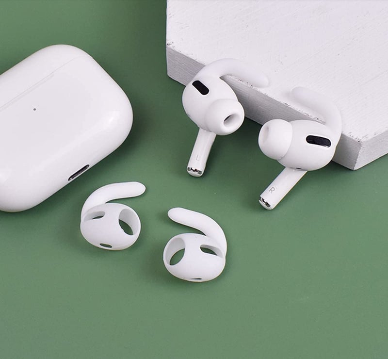 ALXCD Ear Hook Ear Tips Replacment for AirPods Pro, 1 Pair Over-Ear Soft TPU Ear Hook & 2 Pairs in-Ear Silicone Ear Tips in 1 Set [Anti Slip][Anti Lost], Fit for AirPods Pro (1+2S) White - Image 2
